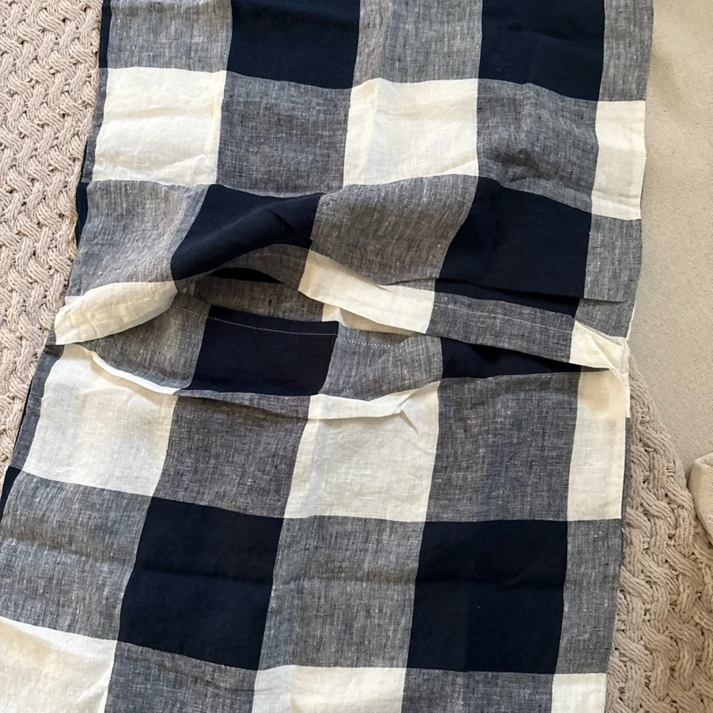West Elm Heather Taylor Home Gingham Duvet King Sham  Midnight Blue